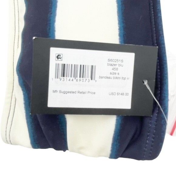 NWT Kate Spade Awning Stripe Bandeau Bikini Swimsuit Blazer Blue Size Small NEW - Picture 15 of 16